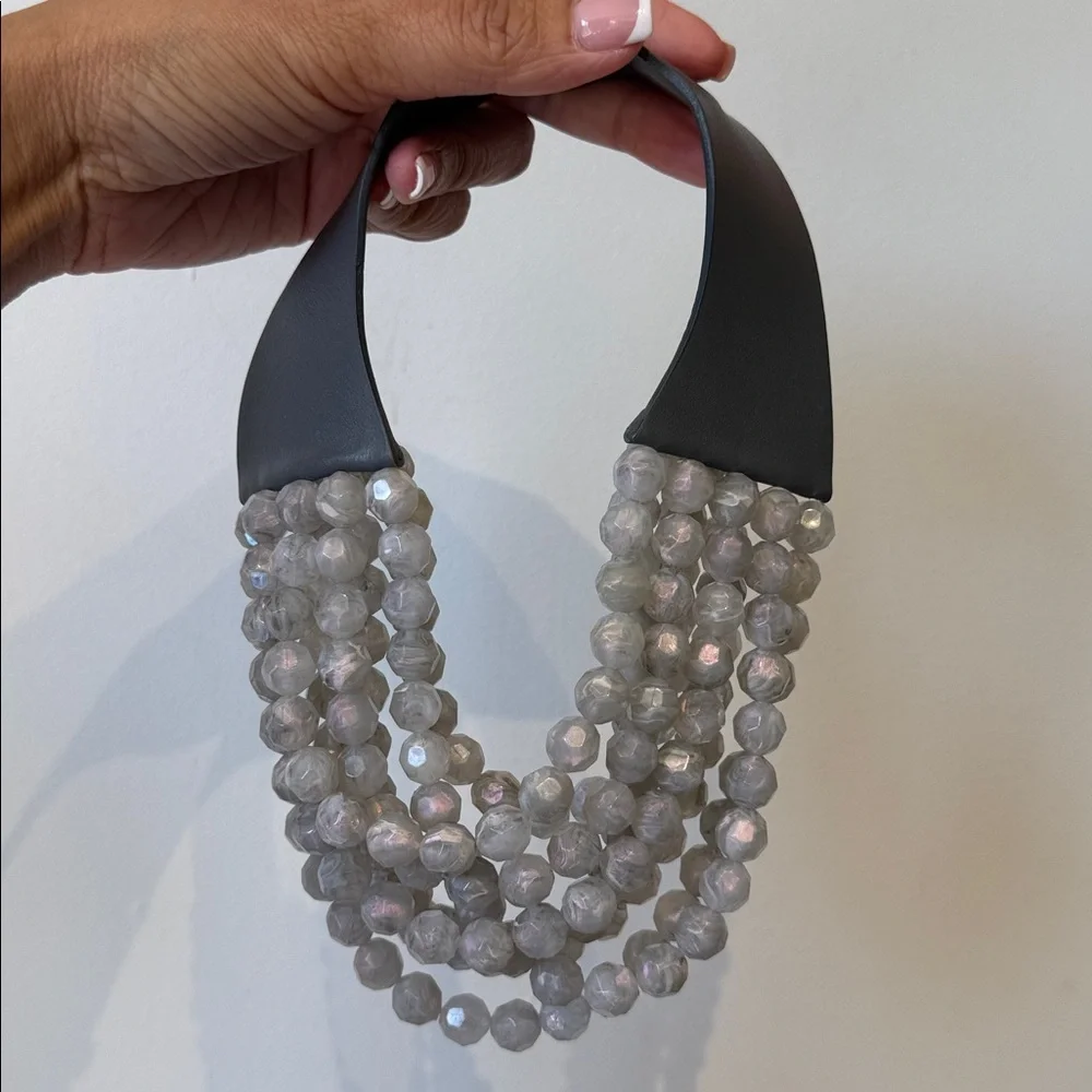 Fairchild Baldwin Gray Multi-Strand Faceted Bead Collar Necklace - Picture 5 of 8